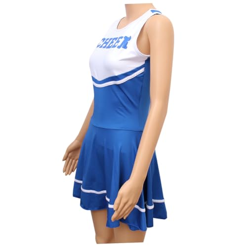 SAFIGLE Damen Cheerleading-kostüm Für Mädchen Kleid Musical Party Cheerleader Halloween Kostüme Für Mädchen Cheer Leader Kostüm Royal von SAFIGLE