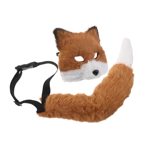 SAFIGLE Fuchsmasken mit Plüschfuchsschwanz Weiches Komfortables Cosplay Zubehör für Realistische Tiermaske für Fasching Halloween und Kostümpartys von SAFIGLE
