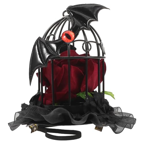 SAFIGLE Gothic Rose Vogelkäfig Zylinder Stirnband Halloween Fledermaus Karneval Party Cosplay Kopfbedeckung Foto Requisiten für Halloween Festival Kostüm Zubehör von SAFIGLE