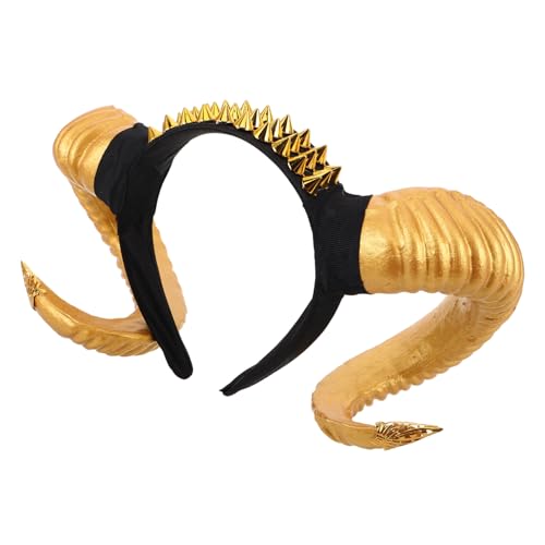 SAFIGLE Gothic Sheep Horn Haarreif Punk Kopfband mit Goldfarbenen Ziegenhörnern für Halloween Cosplay Kostüm Party Zubehör für Erwachsene von SAFIGLE