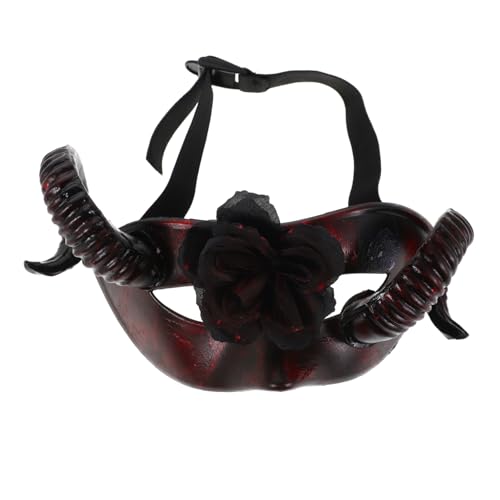 SAFIGLE Gruselige Dämonenhornmaske – Halloween-halbgesichtsmaske Mit Hörnern Und Abnehmbaren Blumenteufel-cosplay-requisiten Für Halloween-verkleidungen Und Maskeraden Für Erwachsene von SAFIGLE