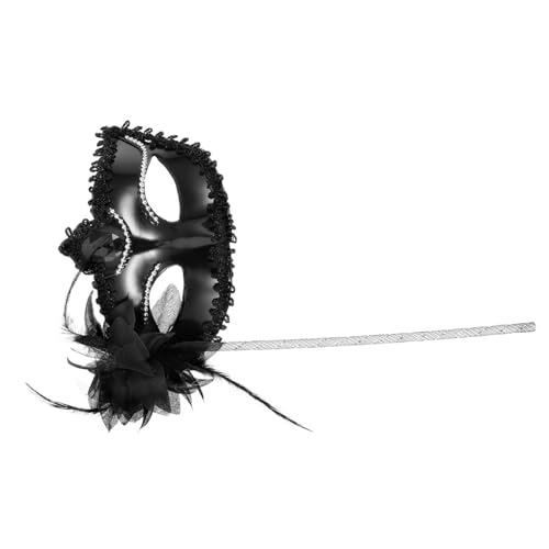 SAFIGLE Hält eine halbe Gesichtsmaske Maskerade Kostüm halloween masken halloweenmaske masquerade halloween masks costume masks Frauenmaskenstütze Cosplay-Partymaske Handmaske Feder Black von SAFIGLE
