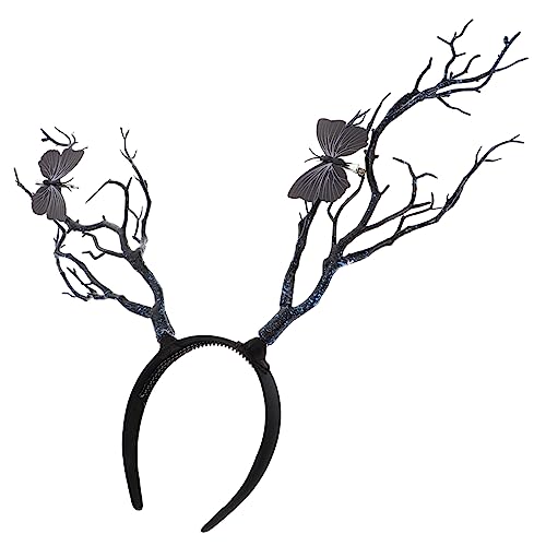 SAFIGLE Halloween Damen Stirnband Hirschgeweih Kopfschmuck Dunkle Baumzweige Gothic Headwear für Party Karneval Cosplay von SAFIGLE