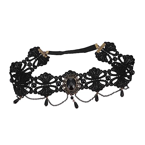 SAFIGLE Halloween Elastisches Stirnband mit Spitze Künstlichen Diamanten und Perlen Leichtes Cosplay Haarreif für Damen Verstellbar und Komfortabel für Halloween Party und Kostüm SAFIGLE Halloween Elastisches Stirnband mit Spitze Künstlichen Diamanten und Perlen Leichtes Cosplay Haarreif für Damen Verstellbar und Komfortabel für Halloween Party und Kostüm von SAFIGLE