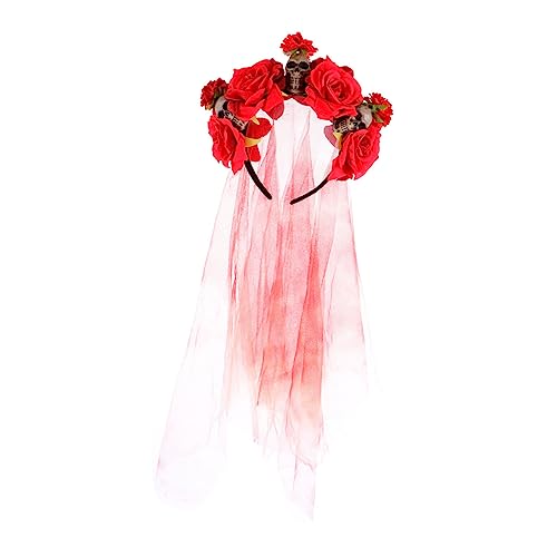 SAFIGLE Halloween Haarreif Damen mit Schädel und Roter Kunstrose Verstellbares Halloween Headband für Party Karneval Cosplay und Fotografie Stilvolles Gothic Kostümzubehör für Frauen und SAFIGLE Halloween Haarreif Damen mit Schädel und Roter Kunstrose Verstellbares Halloween Headband für Party Karneval Cosplay und Fotografie Stilvolles Gothic Kostümzubehör für Frauen und von SAFIGLE