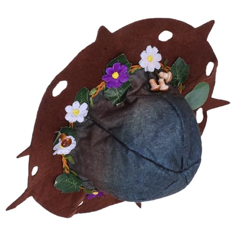 SAFIGLE Halloween Hexenhut Filz mit Blumen Mushroom Verstellbarer Hut für Erwachsene für Kostümpartys Cosplay und Festivals von SAFIGLE