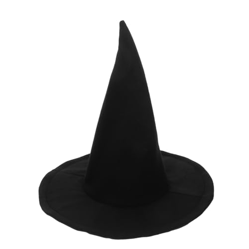 SAFIGLE Halloween Hexenhut Schwarz mit Breiter Krempe Spitzes Design Leichter Bequemer Party-hut für Damen und Teens Vielseitiges Kostümaccessoire für Halloween Cosplay-feiern von SAFIGLE