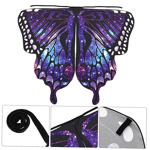 SAFIGLE Halloween Schmetterlingsumhang für Mädchen Leichter Polyester Cape mit Farbverlauf Maske und Antennen Bequemes Cosplay Kostüm für Halloween Party und Karneval von SAFIGLE