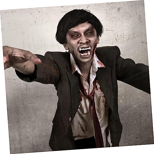 SAFIGLE Halloween Vampirzähne Silber Falsche Zähne Modell Lustige Prothese für Erwachsene und Cosplay Kostüm Party Zubehör von SAFIGLE