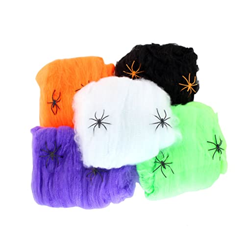 SAFIGLE Spinnweben Halloween-Dekorationen Halloween-Spinnennetze Halloween-Gurtband fischhalter für Grill grünes Dekor Spinnweben aus Baumwolle bilden Requisiten Kleidung Spinne Baumwolle von SAFIGLE