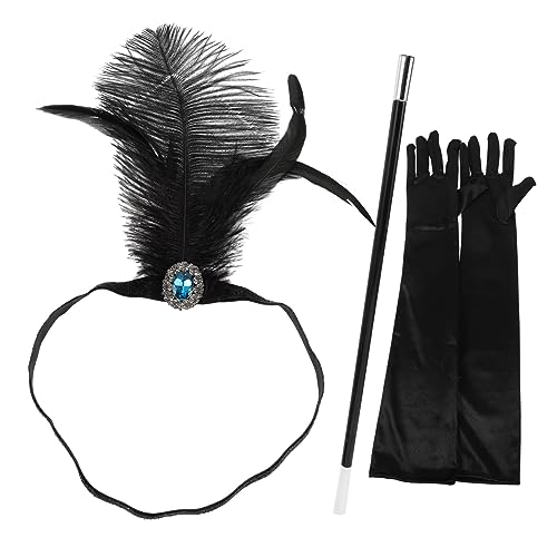 SAFIGLE Jahre Damen Accessoires Set Vintage Stil Kostüm Zubehör Stirnband Handschuhe für Kostümparty Halloween Tea Party von SAFIGLE