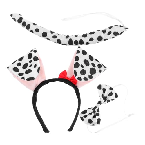 SAFIGLE Kostüm Hund Ohren Stirnband mit Fliege und Weiche Dalmatiador Ohren für Jungen und Mädchen für Partys Cosplay und Alltag Teiliges Set von SAFIGLE
