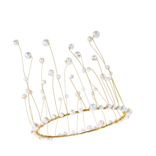 SAFIGLE Krone aus Perlen für Tortendekoration Eleganter Cake Topper für Hochzeiten und Geburtstage Handgefertigt aus Langlebigem Kupferdraht Lebensechte Perlen für Atemberaubende von SAFIGLE