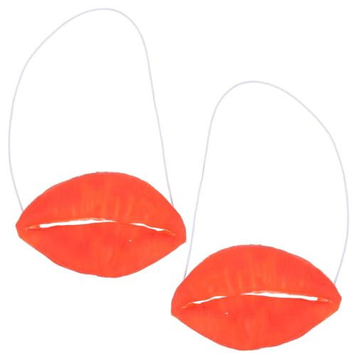 SAFIGLE Lustige Rote Wurst Mit Großem Mund: Cartoon-Rote Lippen Aprilscherz-Maske Mit Großem Mund Halloween-Spielzeug (Rot 2 Stück In Einer Packung) von SAFIGLE