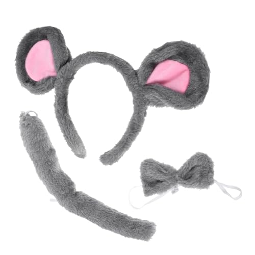 SAFIGLE Mouse Kostüm Set Damen Karneval Tierkostüm mit Plüsch Ohren Haarreif Schleife und Party Cosplay Zubehör für Halloween und Kostümpartys von SAFIGLE