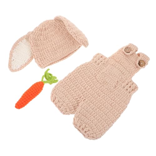 SAFIGLE Neugeborenen Häkelkostüm Osterkostüm mit Handgefertigtem Hasen-design und Gestrickter Karotte Weiches Garn Niedliches Fotoshooting Requisit für Jungen und Mädchen von SAFIGLE