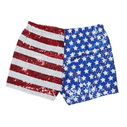 SAFIGLE Performance Kostüme Zum Unabhängigkeitstag Paillettenrock Für Mädchen Kostüm-shorts Kurze Shorts Für Frauen Pailletten-outfits Karnevalsrock Glitzer-shorts Mikro-shorts Pailletten von SAFIGLE