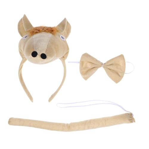 SAFIGLE Pferde Kostümset für Erwachsene Plüsch Haarreif Fliege und Schwanzset für Ostern Cosplay Karneval und Partys Realistisches Design Langlebiges Material für Verschiedene Anlässe von SAFIGLE