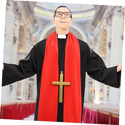 SAFIGLE Priester Kostüm mit Stola und Kreuzanhänger Halloween Cosplay Zubehör für Männer und Damen Langlebiges Material Festliches Party Accessoire für Halloween und Kostümfeste von SAFIGLE
