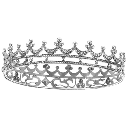 SAFIGLE Retro Barock Herren Krone aus Langlebiger Zinklegierung und Strass Dekorativer Runder Kopfschmuck für Halloween Kostüm Cosplay Geburtstagsfeier und Festliche Anlässe von SAFIGLE