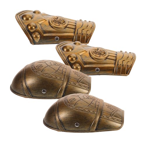 SAFIGLE Satz Schulter- und Stulpenset mittelalterlicher Beinschutz Roboterarm-Cosplay Gladiatorkostüm Männer Armschützer aus Stahl Metallarm Halloween-Maske Beineisen Plastik Light Brown von SAFIGLE