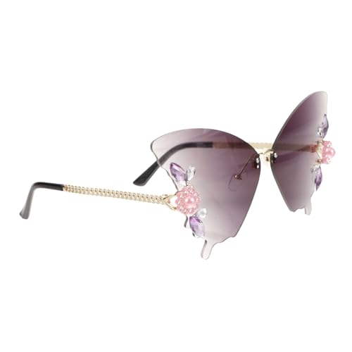 SAFIGLE Schmetterlings-Sonnenbrille Trendy Dekorationen geformt funky UV Gläser Spaß Party Sonnenbrille Lustige Brille Rave-Accessoires für Frauen Randlose Sonnenbrille Rave-Brille Stk SAFIGLE Schmetterlings-Sonnenbrille Trendy Dekorationen geformt funky UV Gläser Spaß Party Sonnenbrille Lustige Brille Rave-Accessoires für Frauen Randlose Sonnenbrille Rave-Brille Stk von SAFIGLE
