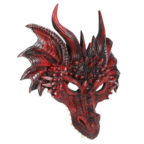 SAFIGLE Schwarze Maske Halloween Kostüme Halloween Dekorationen Gruselige Maske Horrormasken Augenmaske Aufblasbares Kostüm Cosplay Masken Halbdrache Tiermaske Halloween Masken Outfit Pu von SAFIGLE