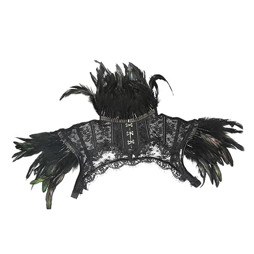 SAFIGLE Schwarzer Federn Umhang mit Spitzenbesatz Cosplay Kostüm Cape Komfortabel Leicht Anzuziehen für Halloween und Themenpartys SAFIGLE Schwarzer Federn Umhang mit Spitzenbesatz Cosplay Kostüm Cape Komfortabel Leicht Anzuziehen für Halloween und Themenpartys von SAFIGLE
