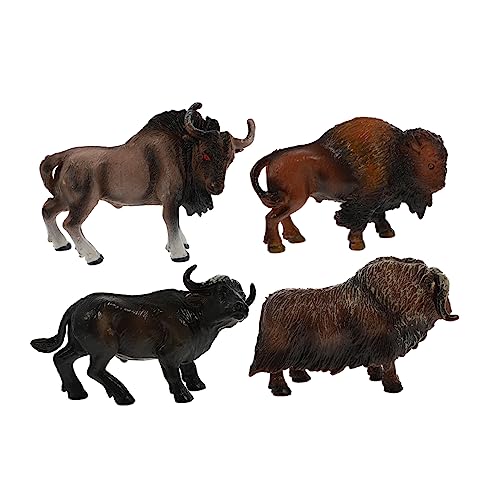 SAFIGLE Spielzeug Für Kinder 4-Teiliges Simulations-Yak-Modell Mini-Figuren Für Kinder -Kuchendekorationen Mini-Kühe Miniatur-Kuh-Figuren Stier-Figur Realistische Kühe-Figuren-Set von SAFIGLE