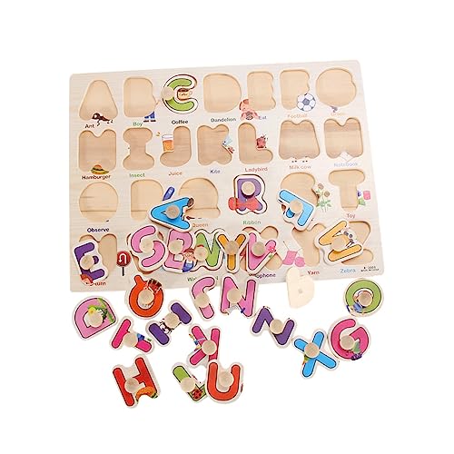 SAFIGLE Spielzeuge Alphabet-Puzzle-Brett Puzzlebrett aus Holz Puzzle-Board-Spielzeug Puzzlebrett für Babys Anzahl Brett greifen Kind Hölzern von SAFIGLE