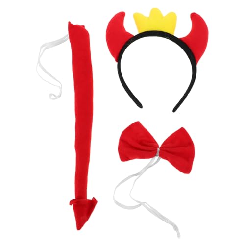 SAFIGLE Teufelshörner Kostüm Set mit Hörnern und Fliege Leichter Kopfschmuck für Halloween Karneval Maskerade Komfortables Zubehör für Damen und Herren Cosplay Party SAFIGLE Teufelshörner Kostüm Set mit Hörnern und Fliege Leichter Kopfschmuck für Halloween Karneval Maskerade Komfortables Zubehör für Damen und Herren Cosplay Party von SAFIGLE