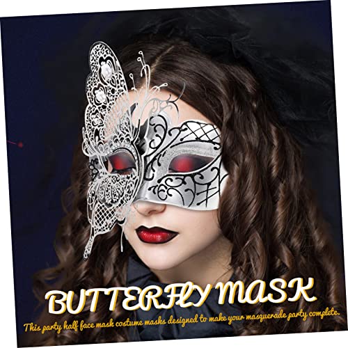 SAFIGLE Venezianische Masquerade Halbgesichtsmaske mit Elastischem Band Verstellbare Damen Spitzenmaske für Maskenball Karneval Cosplay und Halloween Party Schwarze Dekorative Butterfly von SAFIGLE