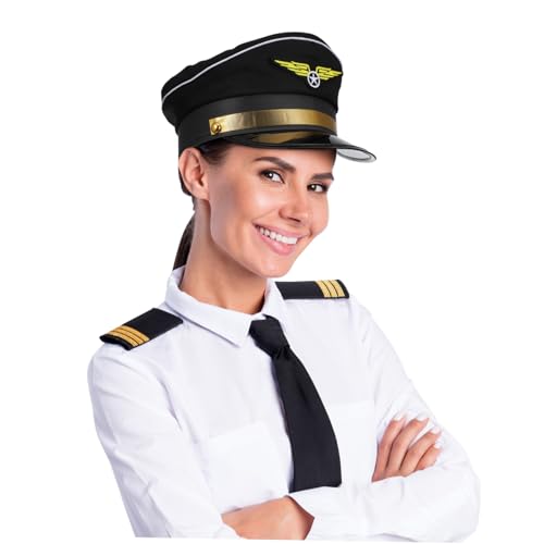 SAFIGLE Verstellbare Pilotenmütze für Erwachsene Kostüm Hut für Halloween Cosplay Party Zubehör Captain von SAFIGLE