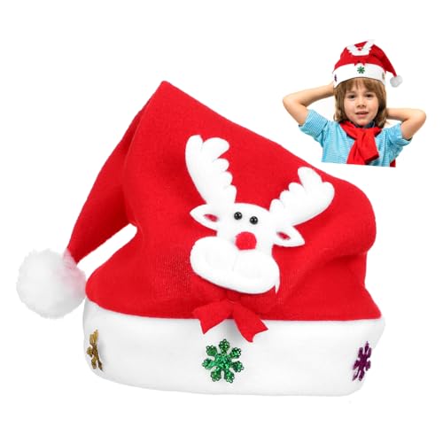 SAFIGLE Weihnachtlicher Weiches Stoffmaterial Warm und Leicht Festliche Mütze für Kleinkinder Unisex Weihnachtsmütze für Party Schule und Familienfeiern von SAFIGLE