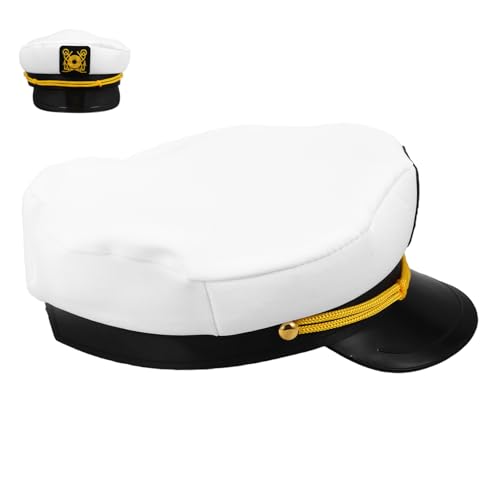 SAFIGLE Weiß Verstellbare Kapitänsmütze mit Breiter Krempe für Herren Damen Bestickter Matrosenhut für Yachtpartys Outdoor Schutz und Stilvolles Cosplay SAFIGLE Weiß Verstellbare Kapitänsmütze mit Breiter Krempe für Herren Damen Bestickter Matrosenhut für Yachtpartys Outdoor Schutz und Stilvolles Cosplay von SAFIGLE