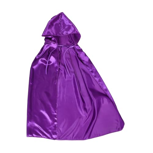 SAFIGLE Witch's Schal -umhang Verschleißfester Halloween-umhang Party-cosplay-umhang Cape- Im Freien Halloween-kapuzenmantel Umhang Für Die Party Umhang Für Halloween Violett Satin von SAFIGLE
