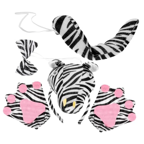 SAFIGLE Zebra Kostüm Set für Damen mit Realistischem Haarreif Fliege und Handschuhen Tierkostüm Zubehör für Halloween Karneval Cosplay Fasching und Mottoparty Teiliges Set SAFIGLE Zebra Kostüm Set für Damen mit Realistischem Haarreif Fliege und Handschuhen Tierkostüm Zubehör für Halloween Karneval Cosplay Fasching und Mottoparty Teiliges Set von SAFIGLE
