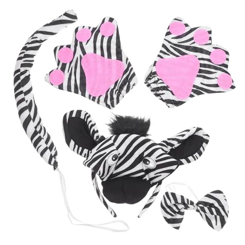 SAFIGLE Zebra Kostüm Set für Erwachsene Verstellbares Stirnband Fliege und Handschuhe Tierkostüm Zubehör für Halloween Karneval Party und Bühnenauftritte SAFIGLE Zebra Kostüm Set für Erwachsene Verstellbares Stirnband Fliege und Handschuhe Tierkostüm Zubehör für Halloween Karneval Party und Bühnenauftritte von SAFIGLE