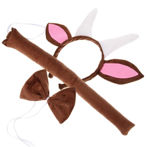 SAFIGLE Ziegenhorn Stirnband Set mit Ohren und Fliege Plüsch Ziegenkostüm Zubehör für Damen und Niedlich und für Halloween Karneval und Cosplay Partys von SAFIGLE