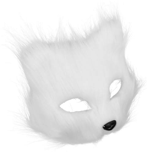 SAFIGLE Zottelige Fuchsmaske Fuchs-maskerade-maske Für Frauen Maskerade Maske Herren Maskenkostüm Fox -kostümzubehör Fuchsmasken Pelzige Maske Pelziges Kostüm Tiermasken Weiß Plastik von SAFIGLE