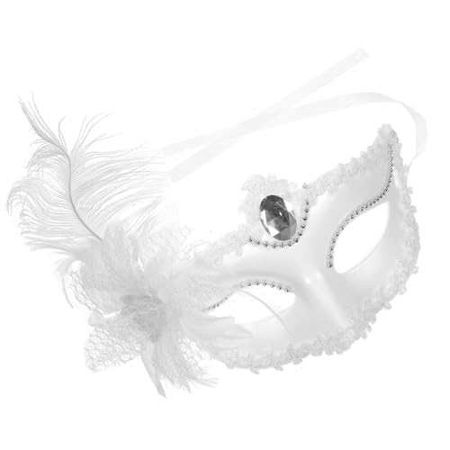 SAFIGLE halbe Gesichtsmaske aus Spitze halloween masken halloweenmaske white mask augenpflaster faschingsmaske Maskerade menschlich Halloween-Maskenstütze Cosplay -Requisiten Plastik Weiß von SAFIGLE