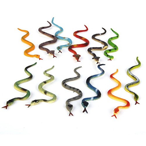 SAHROO Kunststoff-Reptilien Tier Schlange Modellspielzeug 12pcs Mehrfarben von SAHROO