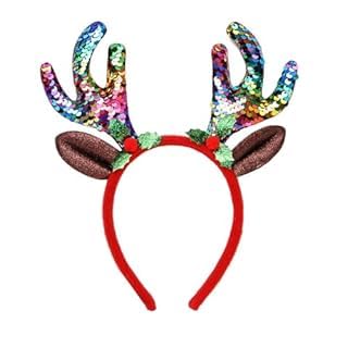 SAIIURV 2 Stücke Glitzer Weihnachten Haarreif, Weihnachts Haarreif Weihnachtsbaum Geweih Haarreifen, Rentier Stirnbänder, Rentier Stirnband mit Schöne Ohren Kopfschmuck für Kinder Erwachsene von SAIIURV