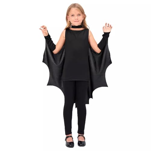 SAIIURV 2 Stücke Kids Vampire Bat Wings, Faschingskostüme Kinder Jungen und Mädchen, Fledermaus Flügel Umhang Fledermaus Cape mit Maske, Kostüme für Karneval Fasching Halloween Cosplay Party (Schwarz) SAIIURV 2 Stücke Kids Vampire Bat Wings, Faschingskostüme Kinder Jungen und Mädchen, Fledermaus Flügel Umhang Fledermaus Cape mit Maske, Kostüme für Karneval Fasching Halloween Cosplay Party (Schwarz) von SAIIURV