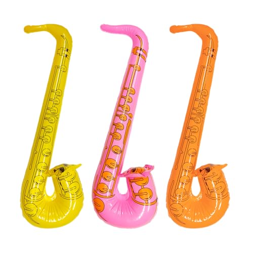 SAIIURV 3 Stk Aufblasbares Saxophon Ballons Blasinstrument Aufblasbar, 55cm Aufblasbare Instrumente Requisiten für Erwachsener Kinder, Aufblasbare Spielzeug Musikinstrumente Zubehör für Party Fasching von SAIIURV