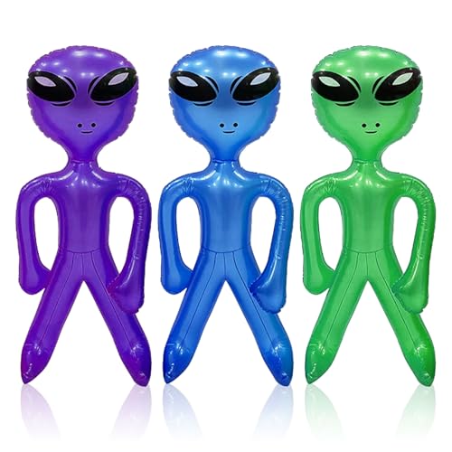 SAIIURV 3 Stück Alien aufblasbar, 45 CM Halloween Alien aufblasbar, Alien Partydekorationen, Alien Ballon, Aliens Aufblasbares Spielzeug für Halloween Alien Party Dekorationen Geburtstag von SAIIURV