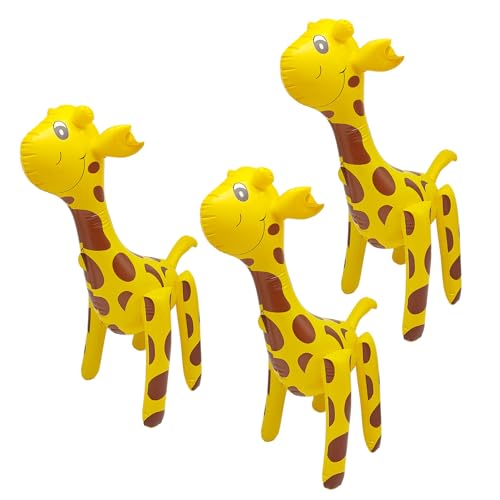 SAIIURV 3 Stück Aufblasbare Giraffe Spielzeug Tiere Aufblasbar für Kinder Party Dekoration Pool Strand Tier Themen Party (3 Stück) von SAIIURV