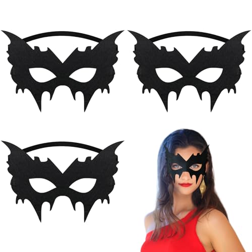SAIIURV 3 Stücke Batgirl Kostüm Maskek, Halloween Halbmaske, Halbe Gesichtsmaske, Half Face Maske, Augenmaske Maskerade Maske für Halloween Karneval Abendkleid Tanz Ball Party, Cosplay (Schwarz) von SAIIURV