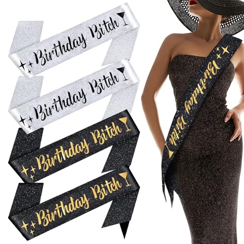 SAIIURV 4 Stück Geburtstag Schärpe Birthday Bitch für Geburtstag Auf Englisch Zum Tragen Am Tag für Ihren Geburtstag, Satin Schärpe Birthday für Frauen Mädchen Geburtstag Party SAIIURV 4 Stück Geburtstag Schärpe Birthday Bitch für Geburtstag Auf Englisch Zum Tragen Am Tag für Ihren Geburtstag, Satin Schärpe Birthday für Frauen Mädchen Geburtstag Party von SAIIURV