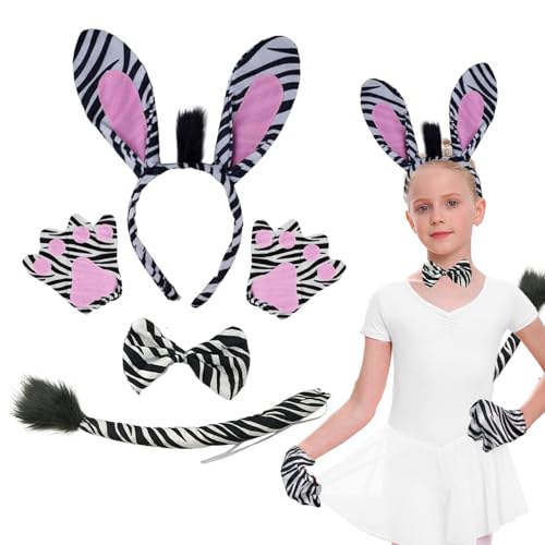 SAIIURV 4 Stück Zebra Kostüm Tierohren Schwanz Zoo Dschungel Kostüm Dschungel Kostüm Unisex Adult JGA Halloween Bühnenauftritt Cosplay Geburtstag SAIIURV 4 Stück Zebra Kostüm Tierohren Schwanz Zoo Dschungel Kostüm Dschungel Kostüm Unisex Adult JGA Halloween Bühnenauftritt Cosplay Geburtstag von SAIIURV